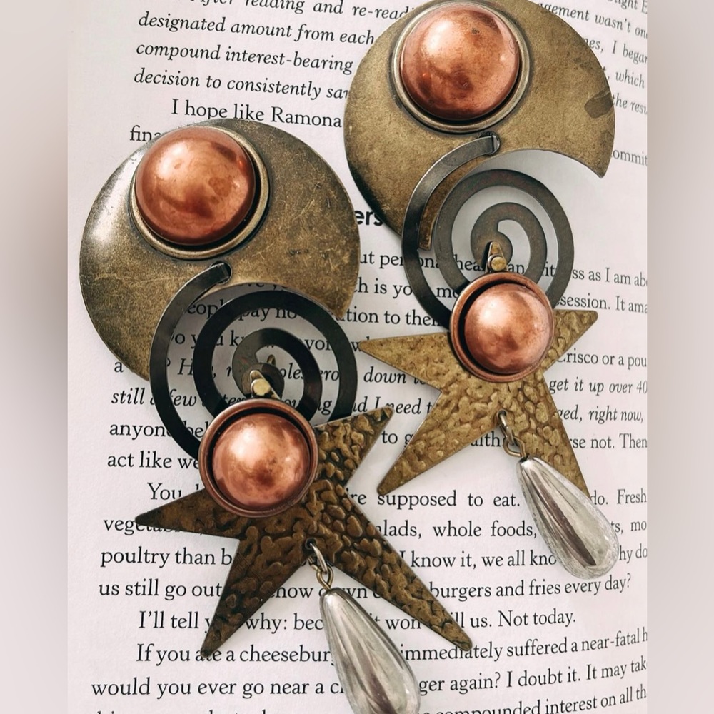 Beautiful brass clip on earrings